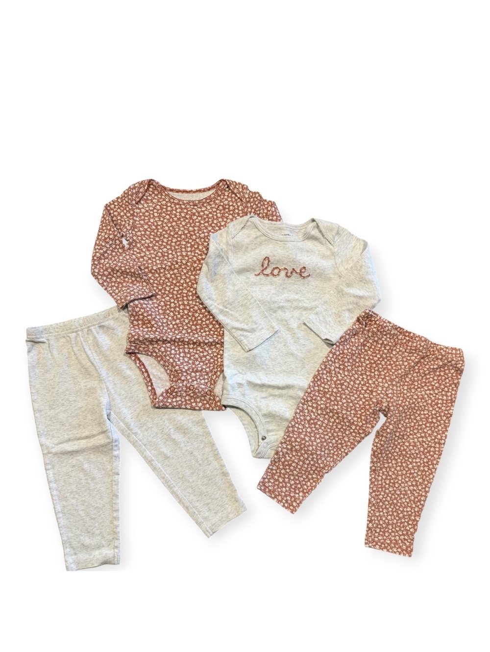 Carter's Baby Girls' 4-Piece Long Sleeve Bodysuit and Pants Set, 18 Months
